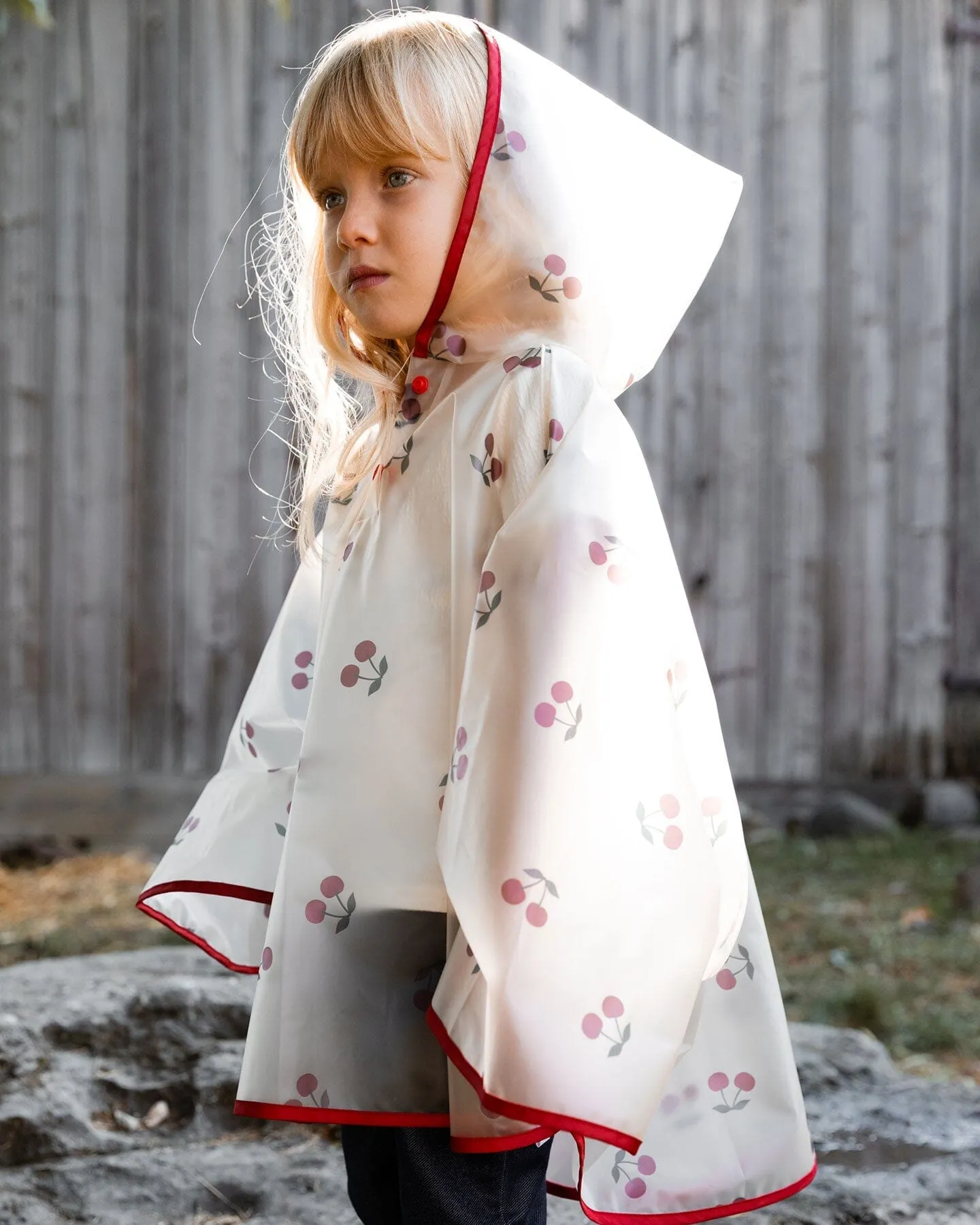 Red Cherry Printed Rain Cape