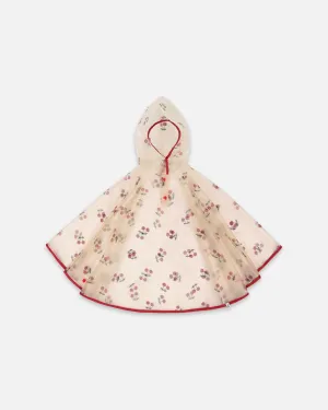 Red Cherry Printed Rain Cape