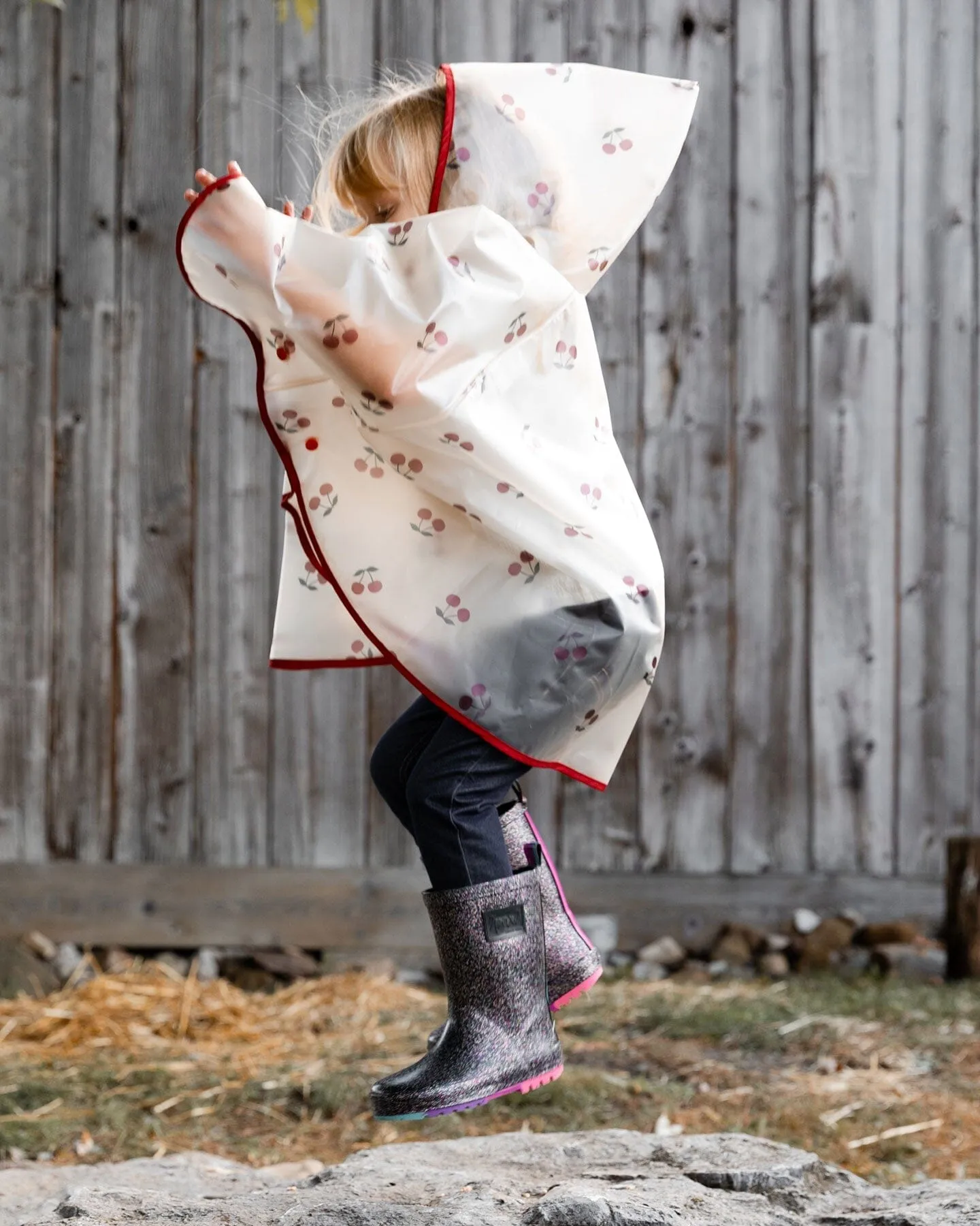 Red Cherry Printed Rain Cape