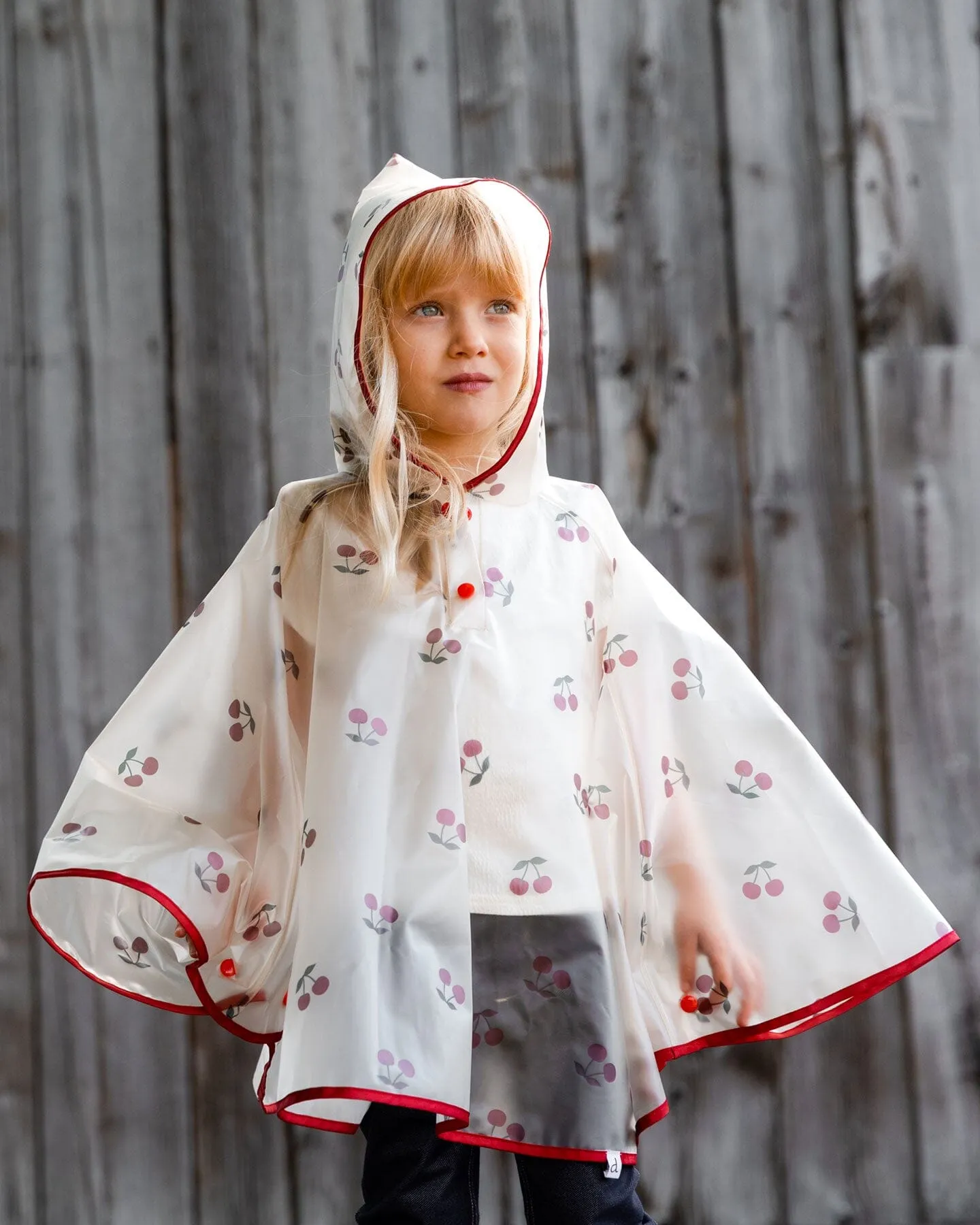 Red Cherry Printed Rain Cape