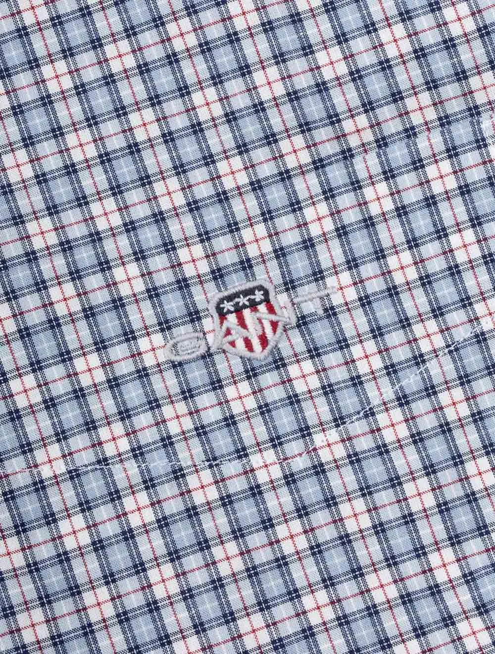 Regular Poplin Microcheck Short Sleeve Shirt Dove Blue