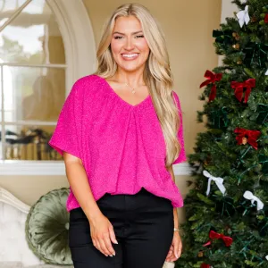 Season's Greetings Top, Fuchsia
