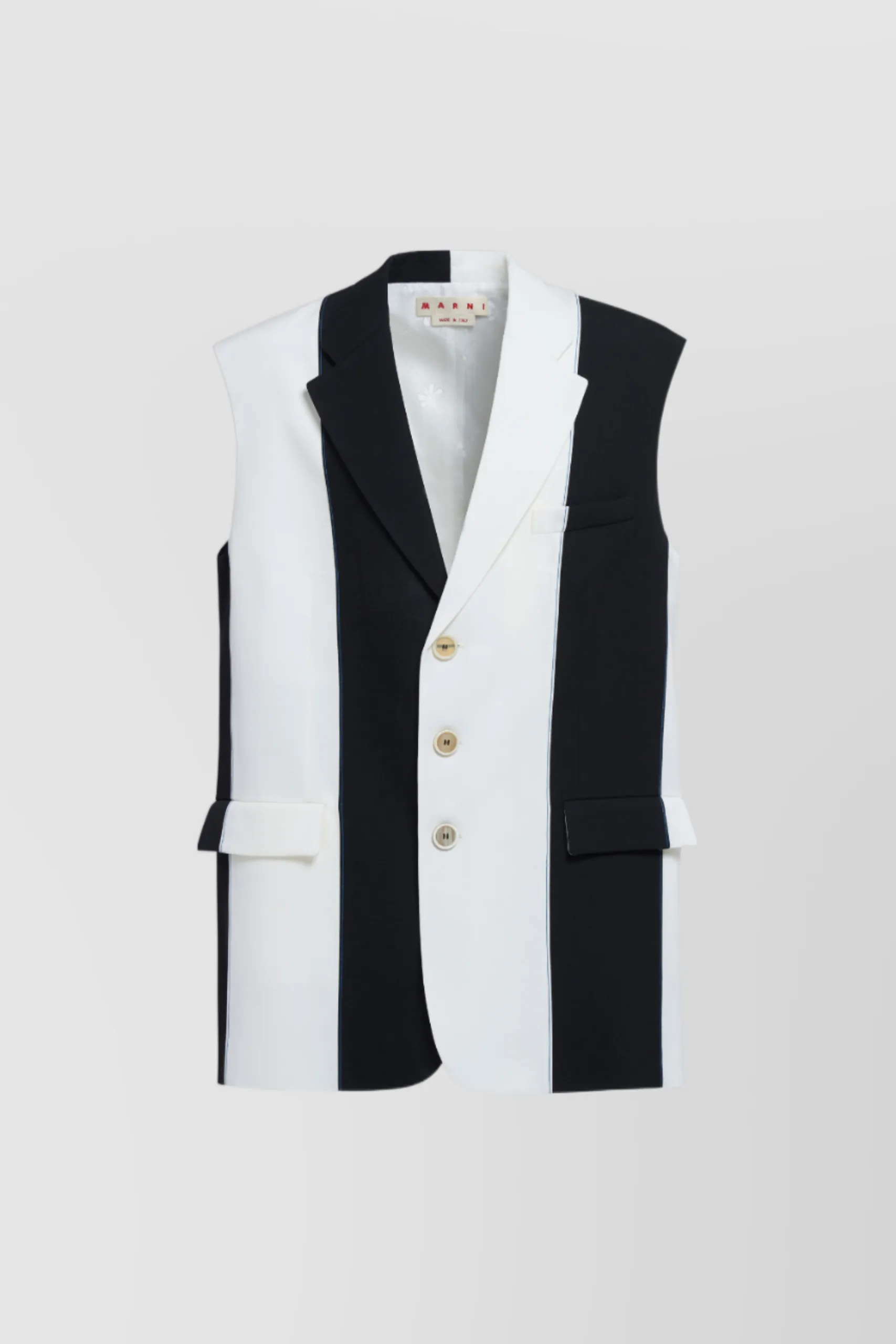 Sleeveless color-blocking striped jacket