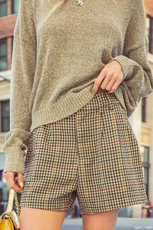 SOFT PLAID CHECKED HI WAIST SHORTS
