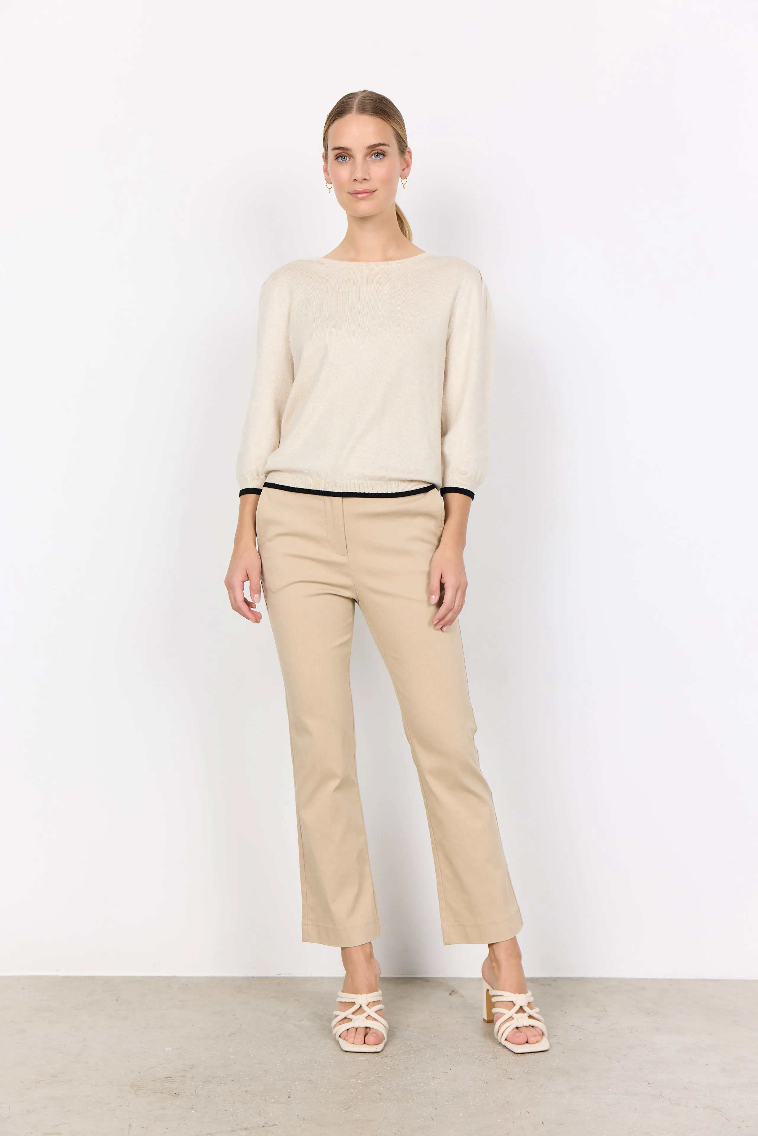 Soya Concept Dollie Tipped 3/4 Sleeve Sweater