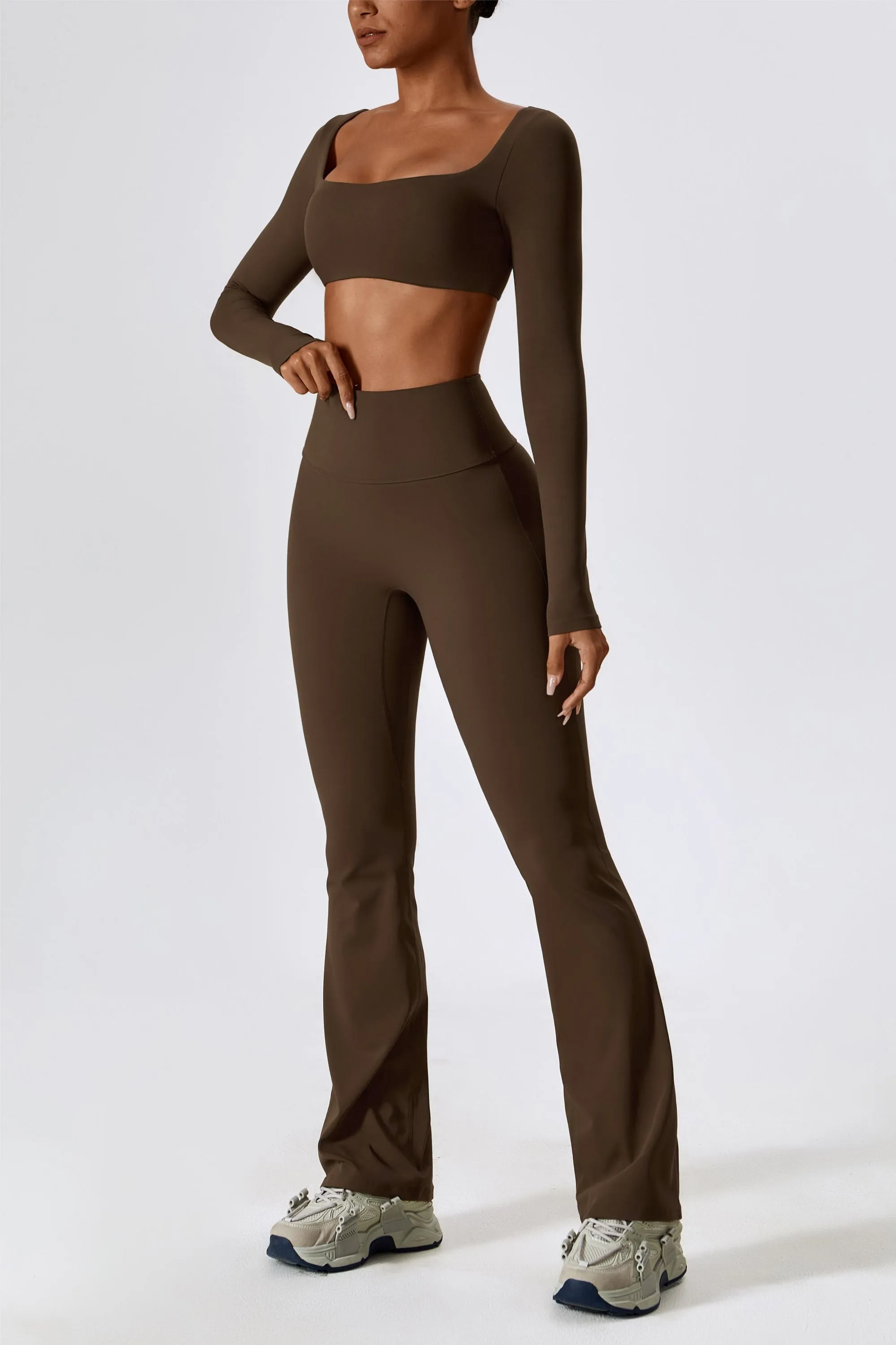 Square-Neck Integrated Bra Crop Top