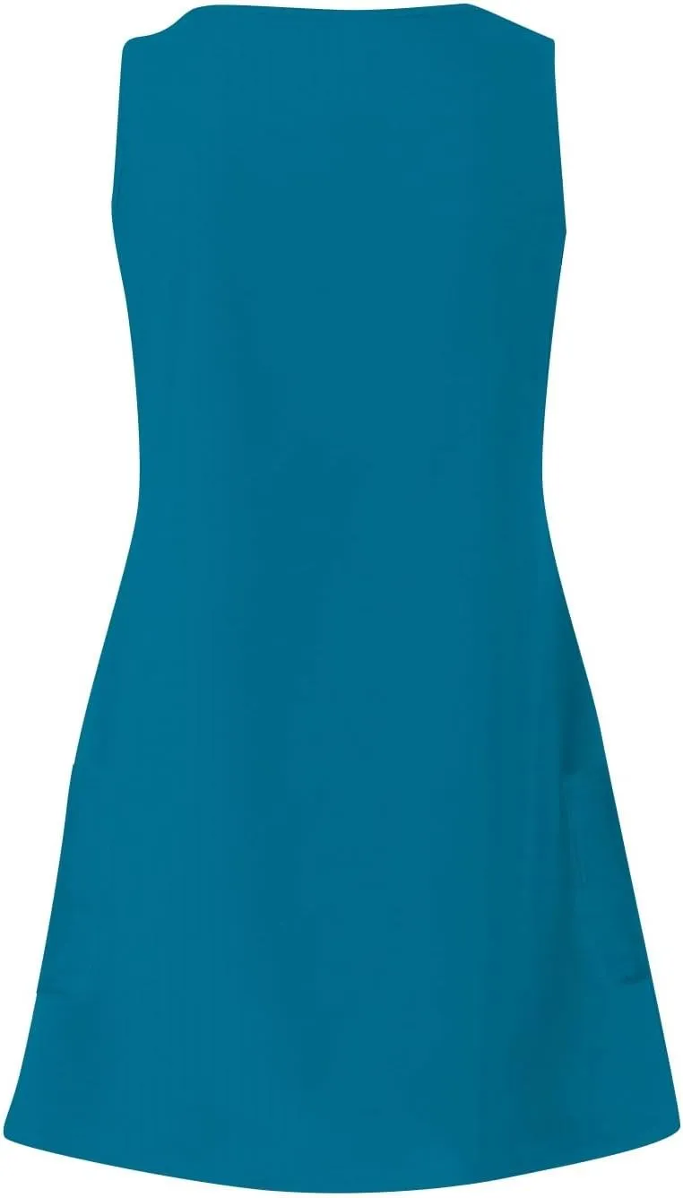 Summer Dresses for Women 2025 Vacation Casual V Neck Sleeveless Tank Sundress Boho Floral T Shirt Dress with Pockets