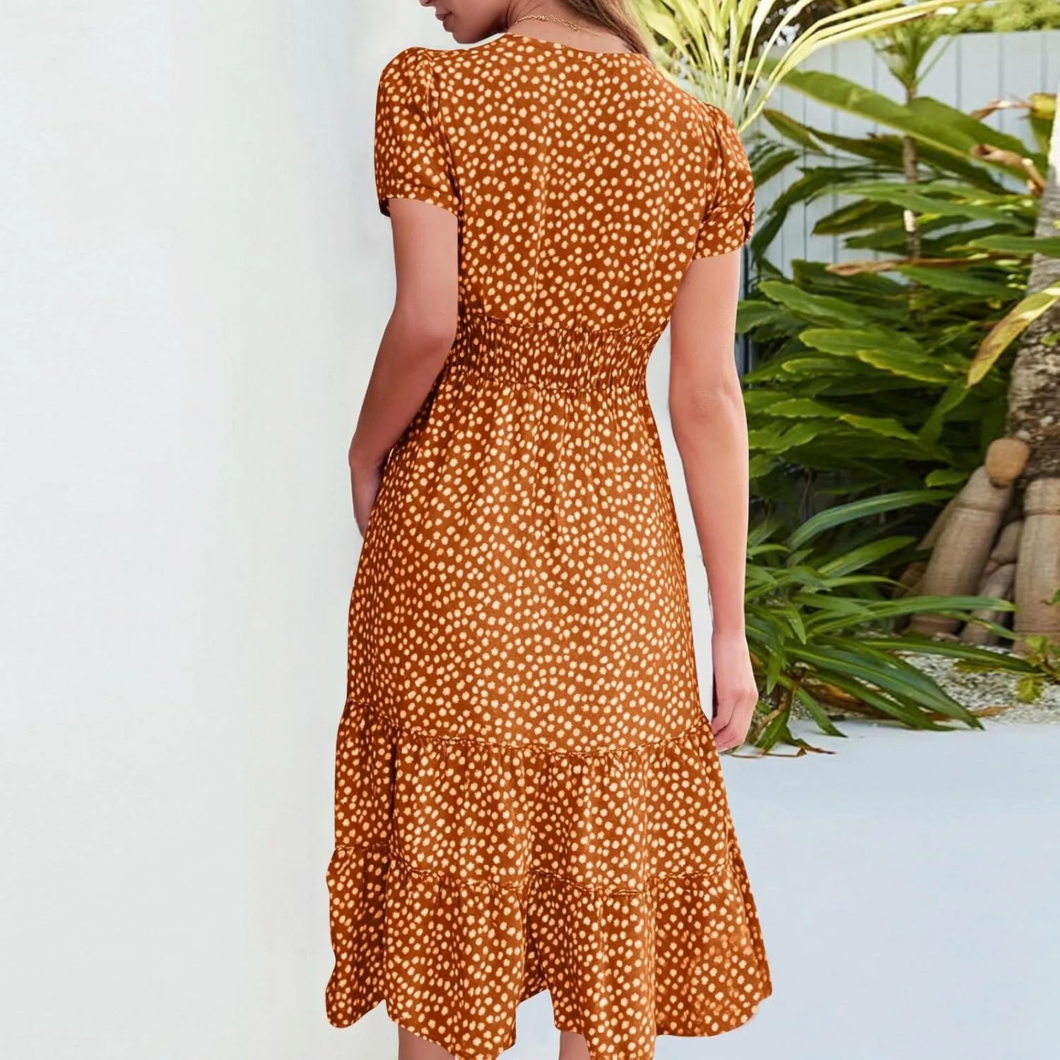 Sundresses for Women 2025 Casual Loose Trendy Short Sleeve Square Neck Floral Print Boho Beach Vacation Dress, S-2XL