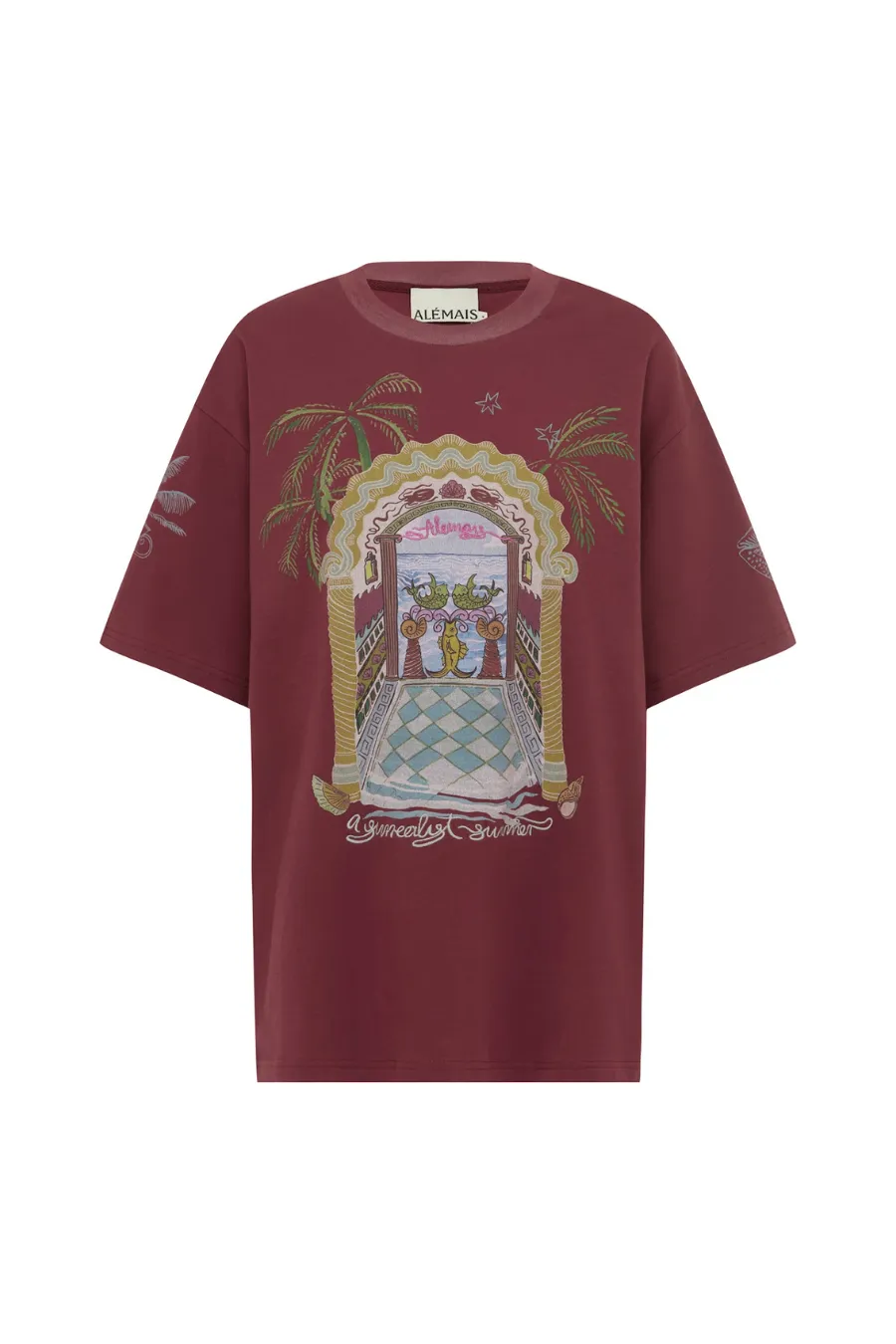 Surrealist Summer Tee Burgundy