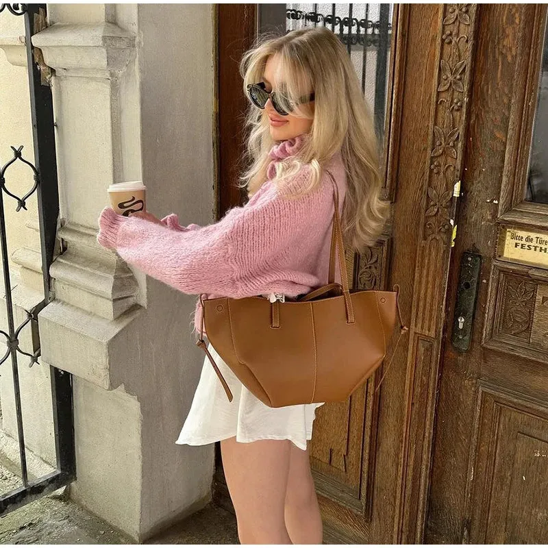 TAVIMART  -  Knitted Ruffle Collar Women's Cardigan Solid Color Single Breasted Long Sleeve Sweater Autumn New Fashion Short Sweaters Coat
