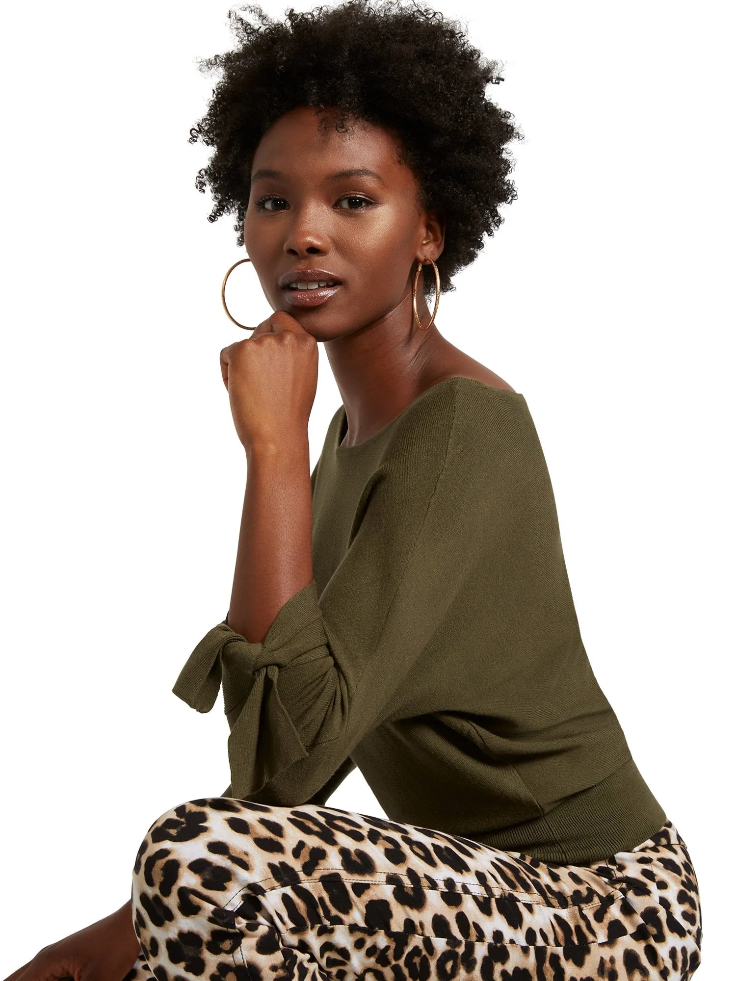 Tie-Cuff Dolman Sweater