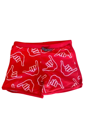Toddler Soft Shorts for Swim in Red Shaka