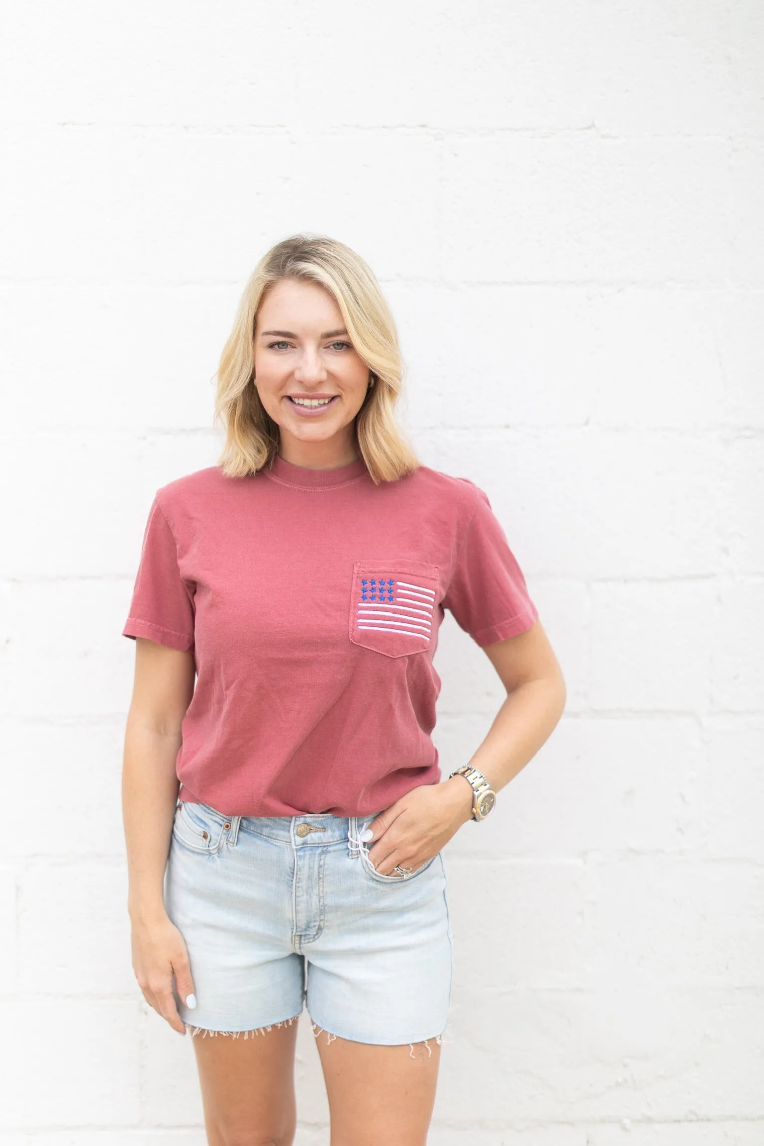 USA Flag Front Pocket Tee