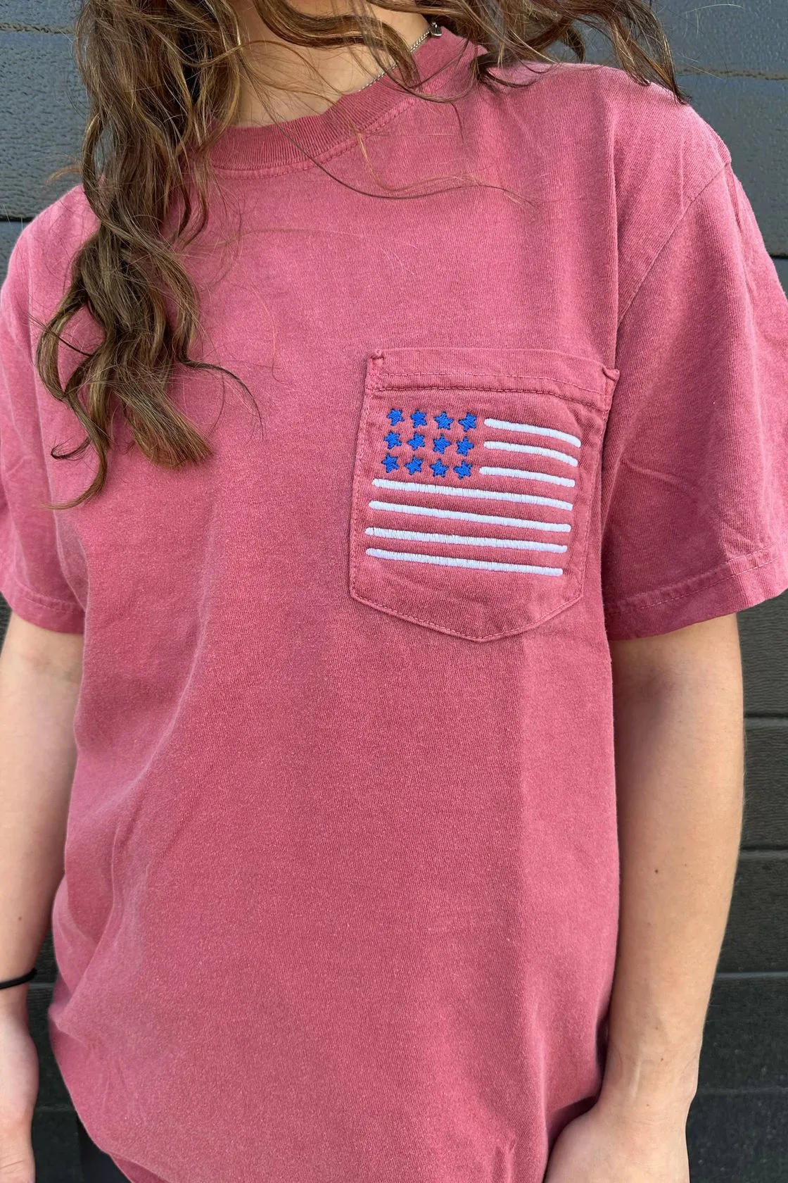USA Flag Front Pocket Tee