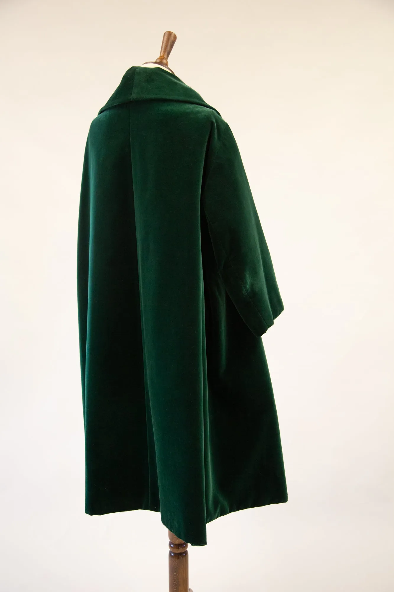 Vintage 1950s Dark Green Velvet Swing Coat