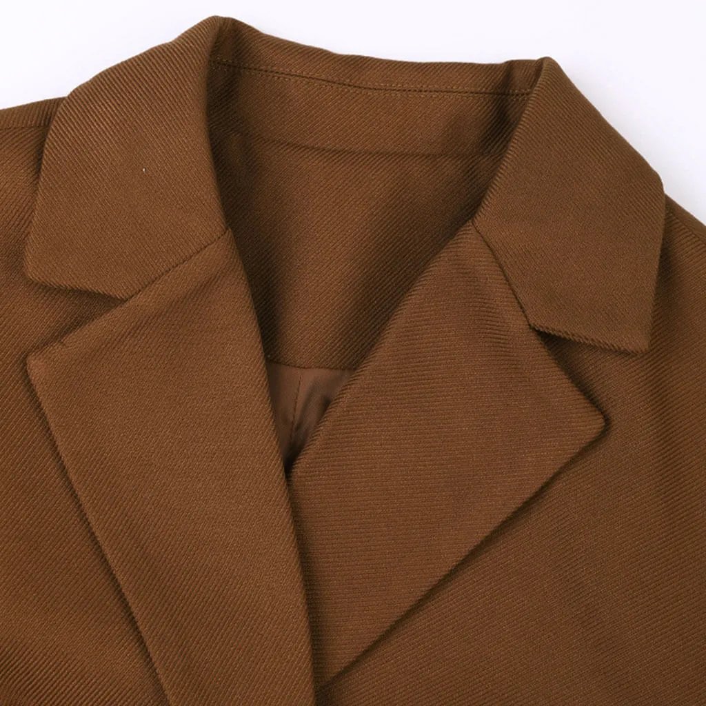 Vintage Lapel Single Breasted Strong Shoulder Pleated Cinch Waist Blazer