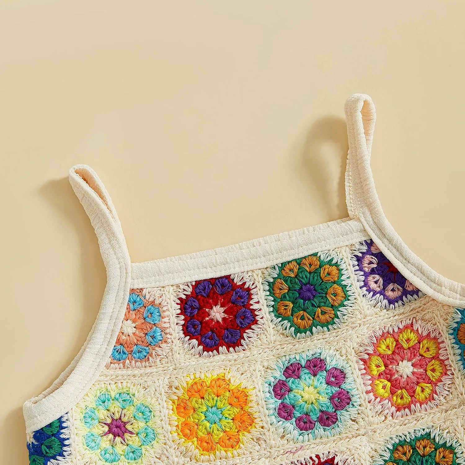 VISGOGO Baby Girl Outfits Toddler Girls Summer Clothes Crochet Flowers Camisole and Pants Set
