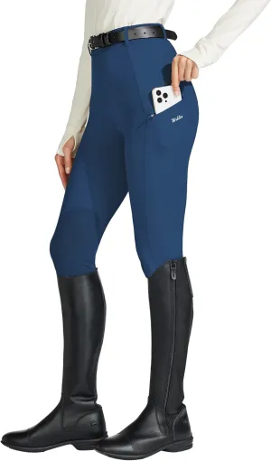 Willit Women's Horse Riding Pants Knee-Patch Equestrian Breeches Horseback Schooling Tights Zipper Pockets