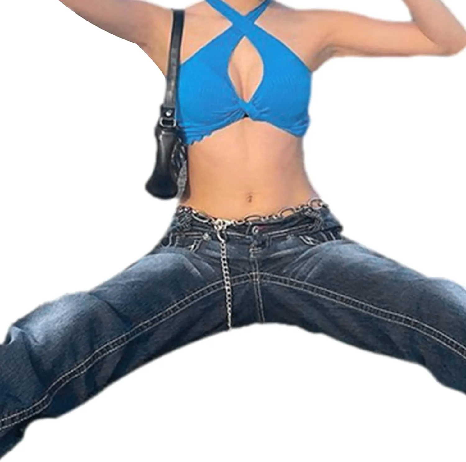 Women Baggy Jeans Y2K High Waist Straight Pants Vintage Wide Leg Denim Trousers Streetwear