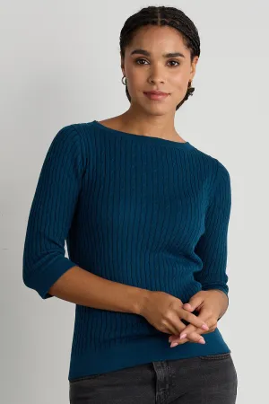 Women's Organic Cotton Cable Knit Boat Neck Sweater