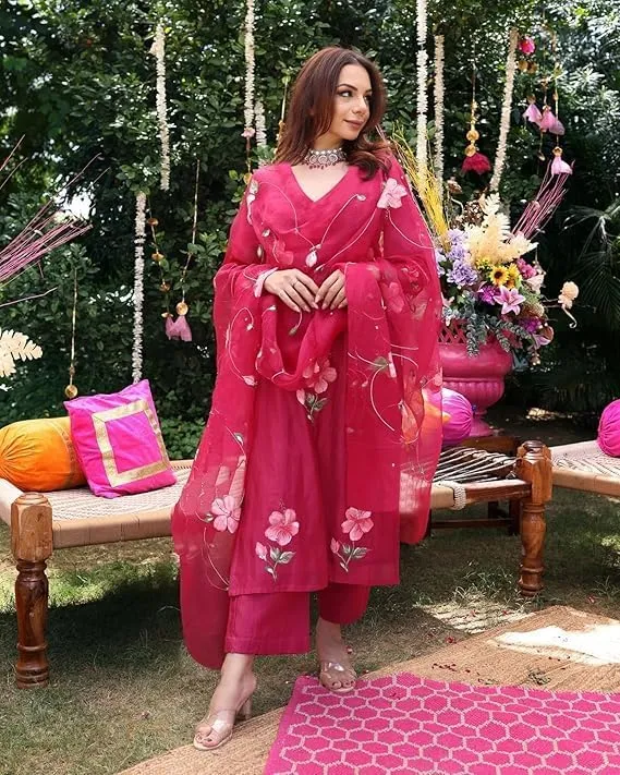 Women's Rayon Blend Party wear Kurta with Pant & Dupatta| Kurta Set | Ethnic Set | Dupatta Set