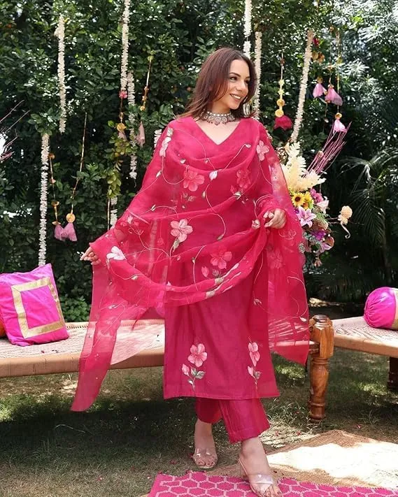 Women's Rayon Blend Party wear Kurta with Pant & Dupatta| Kurta Set | Ethnic Set | Dupatta Set