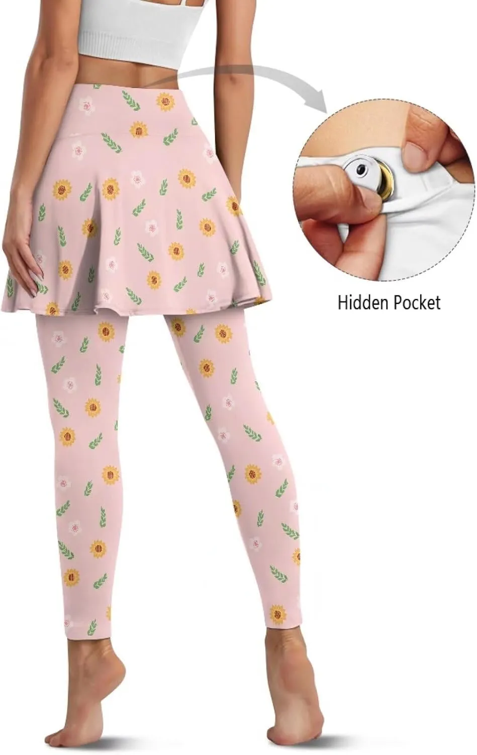 Womens Yoga Leggings with Skirts Tennis Skirts with Stretchy Sport Pants Skirted XS-3XL